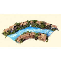 Tratto fiume con curva cm. 10x22 con 5 luci a batteria