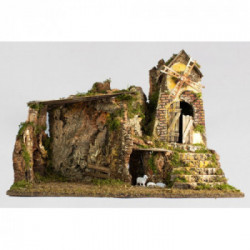 Capanna cm. 60x34x44 con mulino a vento con motorid. e luce