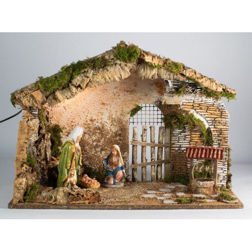 Capanna cm. 50x26x36 con Nativita' cm. 16 e luce