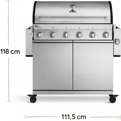 Burnhard Fat Fred Deluxe - Barbecue a Gas, 4+3...