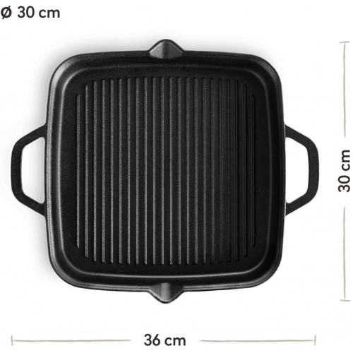 Burnhard 944207- Padella Grill in Ghisa 30 cm