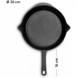 Burnhard 943254 - Padella in Ghisa, Tegame Tondo, Cast Iron Skillet incl. Protezione Manico in Pelle - Nero, 26 cm