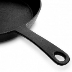 Burnhard 943254 - Padella in Ghisa, Tegame Tondo, Cast Iron Skillet incl. Protezione Manico in Pelle - Nero, 26 cm