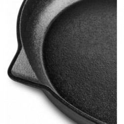 Burnhard 943254 - Padella in Ghisa, Tegame Tondo, Cast Iron Skillet incl. Protezione Manico in Pelle - Nero, 26 cm