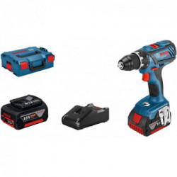 Bosch GSR 18V-28 - Trapano-Avvitatore con Percussione 18V, 28.500 colpi/min, 2x4,0 Ah, 60 Nm, Caricabatterie e L-Boxx