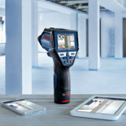 Bosch Professional GIS 1000 C - Rilevatore per Metalli, 9V 6LR 61, Max 12cm, 4 Batterie 1,5V LR6, Cavo Micro-USB, L-Boxx