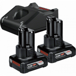 Bosch GBA 12V 6,0Ah + GAL 12V-40 - Starter Set 2 Batterie 12V, 6,0 Ah + Caricabatteria GAL 12V-40	
