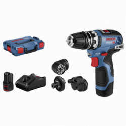 Bosch GSR 12V-35 FC Flex - Trapano-Avvitatore con Percussione 12V, 2x3,0 Ah, 20-35 Nm, Caricabatterie e L-Boxx