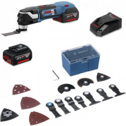 Bosch GOP 18V-28 StarLock - Utensile Multifunzione 18V, 2x5,0 Ah, 16 Accessori, CaricabatteriaL-Boxx