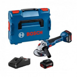 Bosch GWS 18 V-10 - Smerigliatrice Angolare 18V, 2x4,0Ah, Ø 125 mm, 4 Accessori, Caricabatteria, L-Boxx