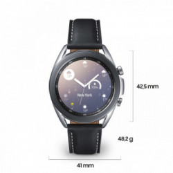 Samsung Galaxy Watch3 Smartwatch Bluetooth, cassa 41mm acciaio, cinturino pelle, Saturimetro, Rilevamento cadute, Monitoraggio
