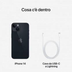 Apple iPhone 14 Smartphone 256GB Mezzanotte *ESTENSIONE GARANZIA3 3 ANNI IN PIU' in omaggio* 
