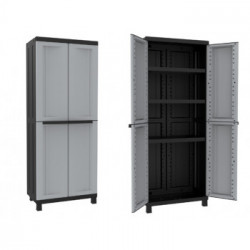 Armadietto alto a doppia anta 68 x 39 x h.170 cm Resina Termoplastica alta resistenza Grigio/Nero Twist Black