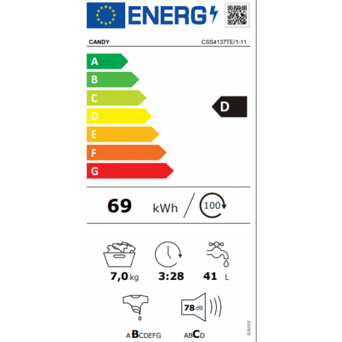 Candy CSS4137TE/1-11- Lavatrice a Carica...