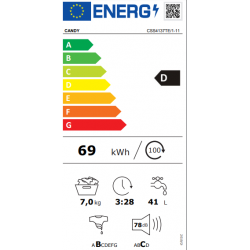 Candy CSS4137TE/1-11- Lavatrice a Carica Frontale, 7 Kg, 1300 Giri, Classe D