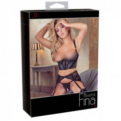 Abierta Fina Shelf Bra Set - Completino Intimo con Reggicalze, Colore Nero, Taglia 85B/L
