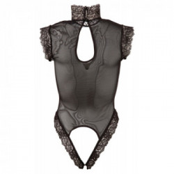 Abierta Fina Body Chains - Body Nero Trasparente con Seno e Vagina Scoperti, Taglia L