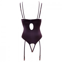 Abierta Fina Rhinestone - Body Nero con Seno e Vagina Scoperti, Taglia 85B/L