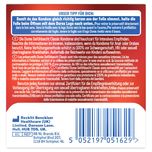 Durex Contatto Gefühlsecht Classic -...