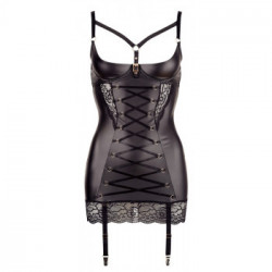 Abierta Fina Lingerie Dress - Vestitino Nero con Seno Scoperto, Taglia 75B/S