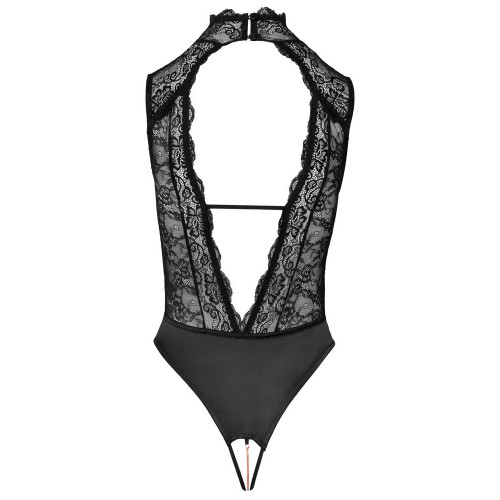 Abierta Fina Lace - Body Nero in Pizzo, Taglia M