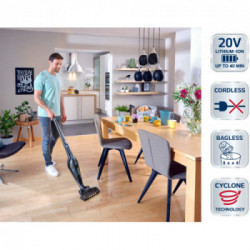 Leifheit 11928 Rotaro - Scopa Elettrica, Senza Filo, Senza Sacchetto, Auotnomia 40 Minuti, Spazzola Luci LED