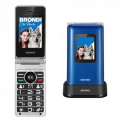 BRONDI CELLULARE AMICO PREZIOSO BLUE 2,8"+1,77" Flip Foto1,3MP DS Bluetooth Base Ricarica