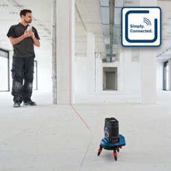 Bosch Professional GCL 2-50 C - Livella Laser a Linee, 4 Batterie 1,5V LR6, Adattatore Batteria, Base Rotante RM 2