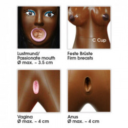 You2Toys Tyra - Bambola Gonfiabile, Viso 3D, Colore Scuro