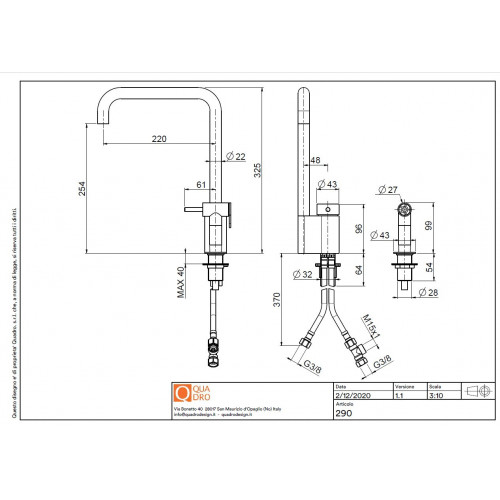 Quadrodesign 290 - Miscelatore Design, Acciaio...