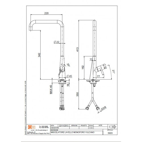 Quadrodesign 360 - Miscelatore Design, Acciaio...