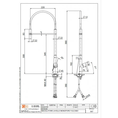 Quadrodesign 367 - Miscelatore Design, Acciaio...