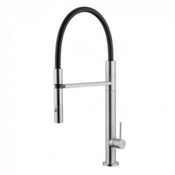 Quadrodesign 399 AS - Miscelatore Design, Acciaio Inox AISI316L, Flessibile Nero, Doccetta 2 getti
