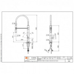 Quadrodesign 399 AS - Miscelatore Design, Acciaio Inox AISI316L, Flessibile Nero, Doccetta 2 getti