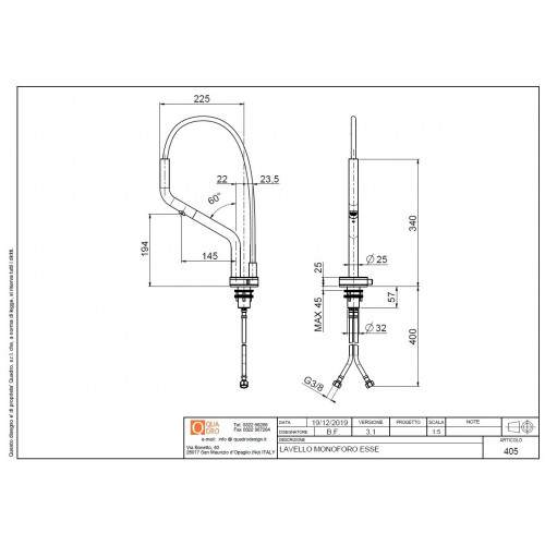 Quadrodesign 405 AS - Miscelatore Design,...