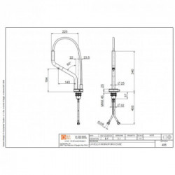 Quadrodesign 405 AS - Miscelatore Design, Acciaio Inox AISI316L, Doccetta Removibile