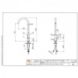 Quadrodesign 600 AS - Miscelatore Design, Acciaio Inox AISI316L, Canna Girevole