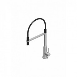 Quadrodesign 604 AS - Miscelatore Design, Acciaio Inox AISI316L, Canna Girevole, Flessibile Nero