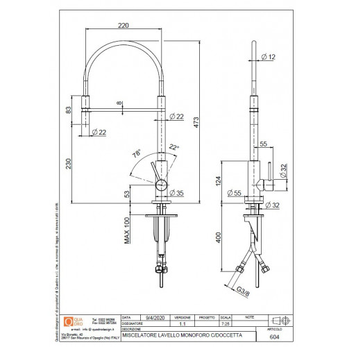 Quadrodesign 604 AS - Miscelatore Design,...