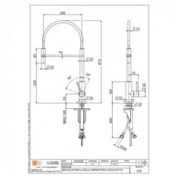 Quadrodesign 604 AS - Miscelatore Design, Acciaio Inox AISI316L, Canna Girevole, Flessibile Nero
