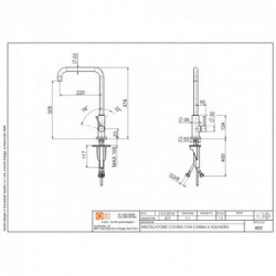 Quadrodesign 603 ON - Miscelatore Design, Acciaio Inox Nero Opaco PVD, AISI316L, Canna Girevole