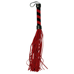 Bad Kitty Red Flogger - Frustino in Pelle, Rosso, 38 cm