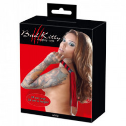 Bad Kitty Red Flogger - Frustino in Pelle, Rosso, 38 cm