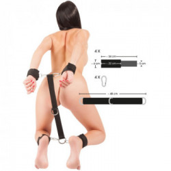 Bad Kitty Bondage Set - Set Bondage con Polsiere e Cavigliere, Colore Nero