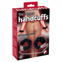 You2Toys Bigger Furry Handcuffs - Manette in Metallo, Rivestimento in Peluche Nero