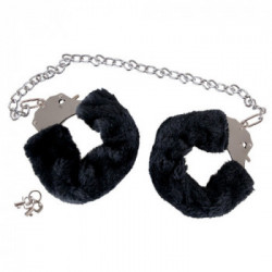 You2Toys Bigger Furry Handcuffs - Manette in Metallo, Rivestimento in Peluche Nero