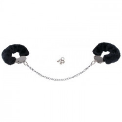 You2Toys Bigger Furry Handcuffs - Manette in Metallo, Rivestimento in Peluche Nero