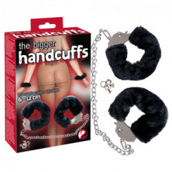 You2Toys Bigger Furry Handcuffs - Manette in Metallo, Rivestimento in Peluche Nero