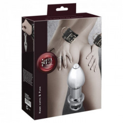 Fetish Collection Cuffs & Plug - Manette con Plug, Nere
