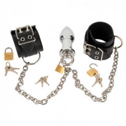 Fetish Collection Cuffs & Plug - Manette con Plug, Nere